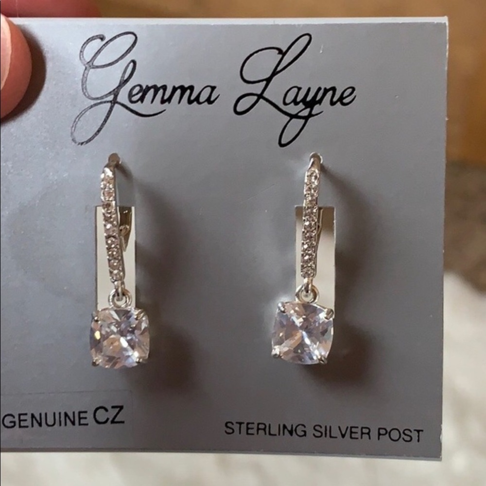 Gemma Layne Genuine Cubic Zirconia Top Earrings With Sterling Silver Posts